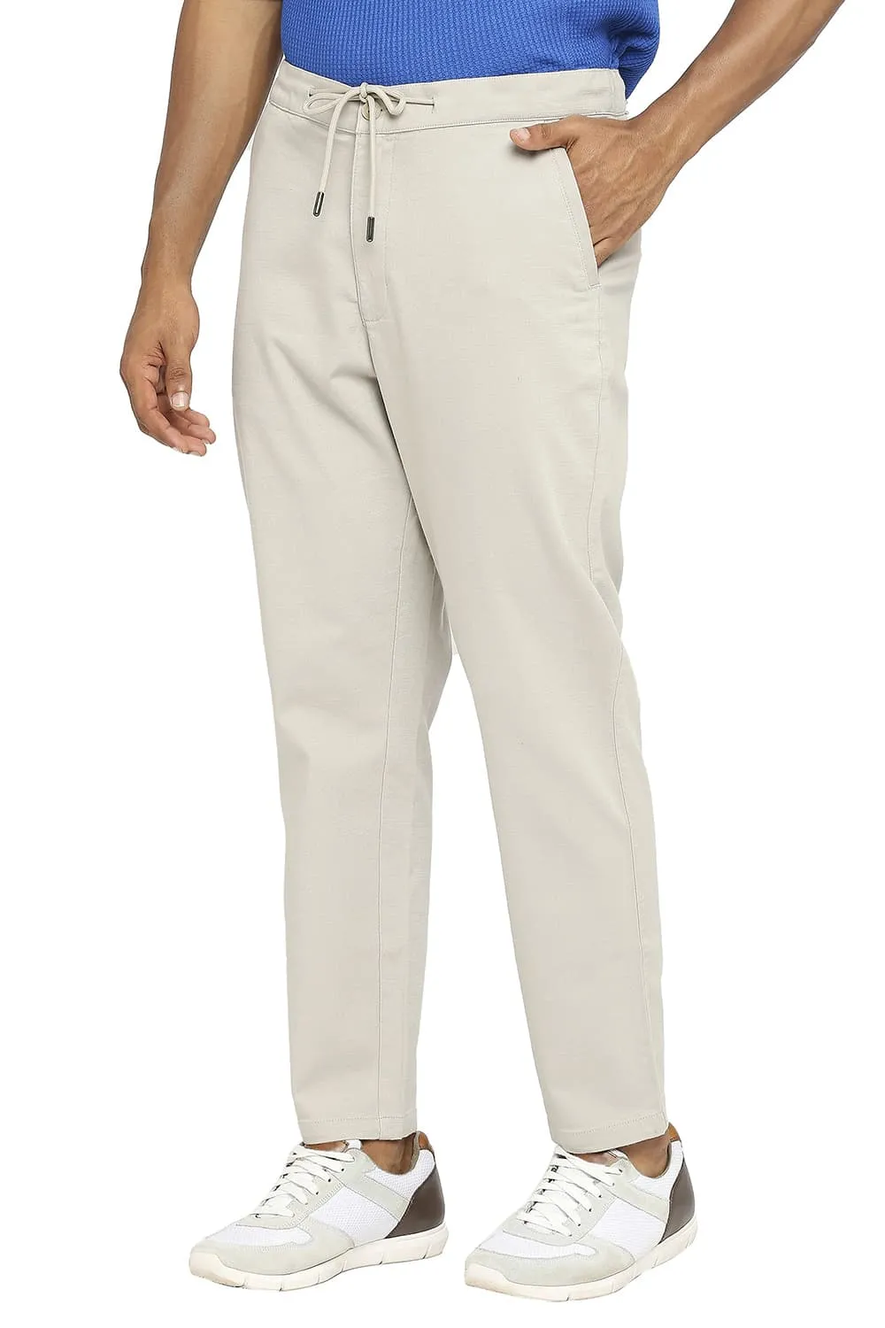 Relaxed Fit Cotton Viscose Stretch Dobby Trousers