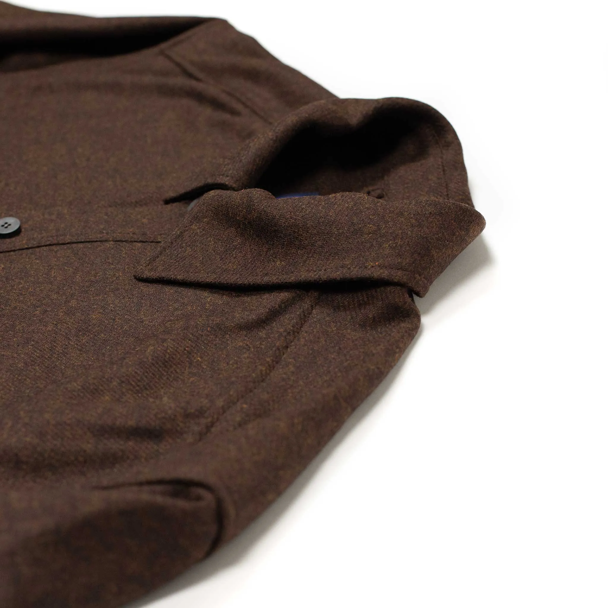 Relaxed shirt jacket in brown melange Abraham Moon wool twill