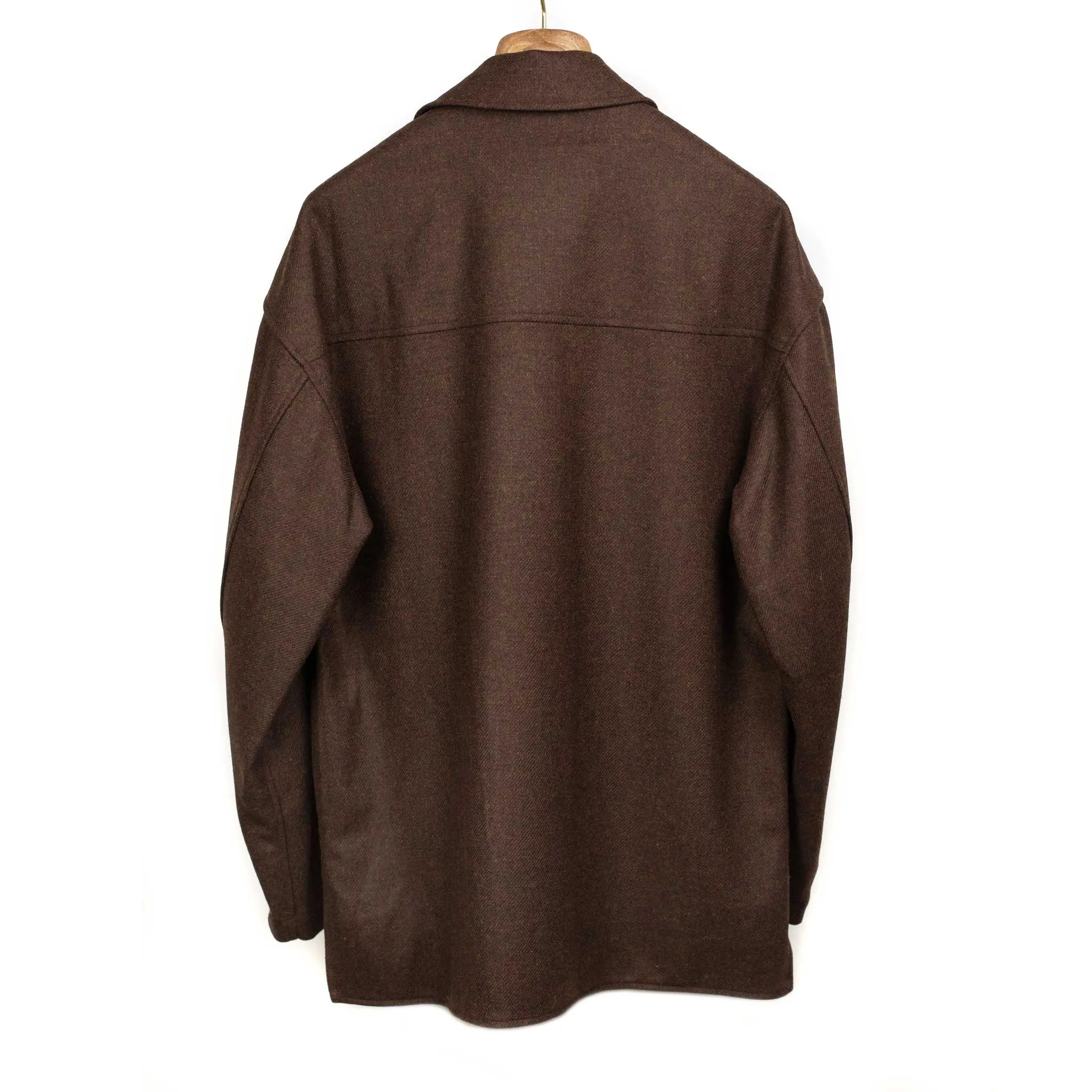 Relaxed shirt jacket in brown melange Abraham Moon wool twill