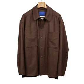 Relaxed shirt jacket in brown melange Abraham Moon wool twill