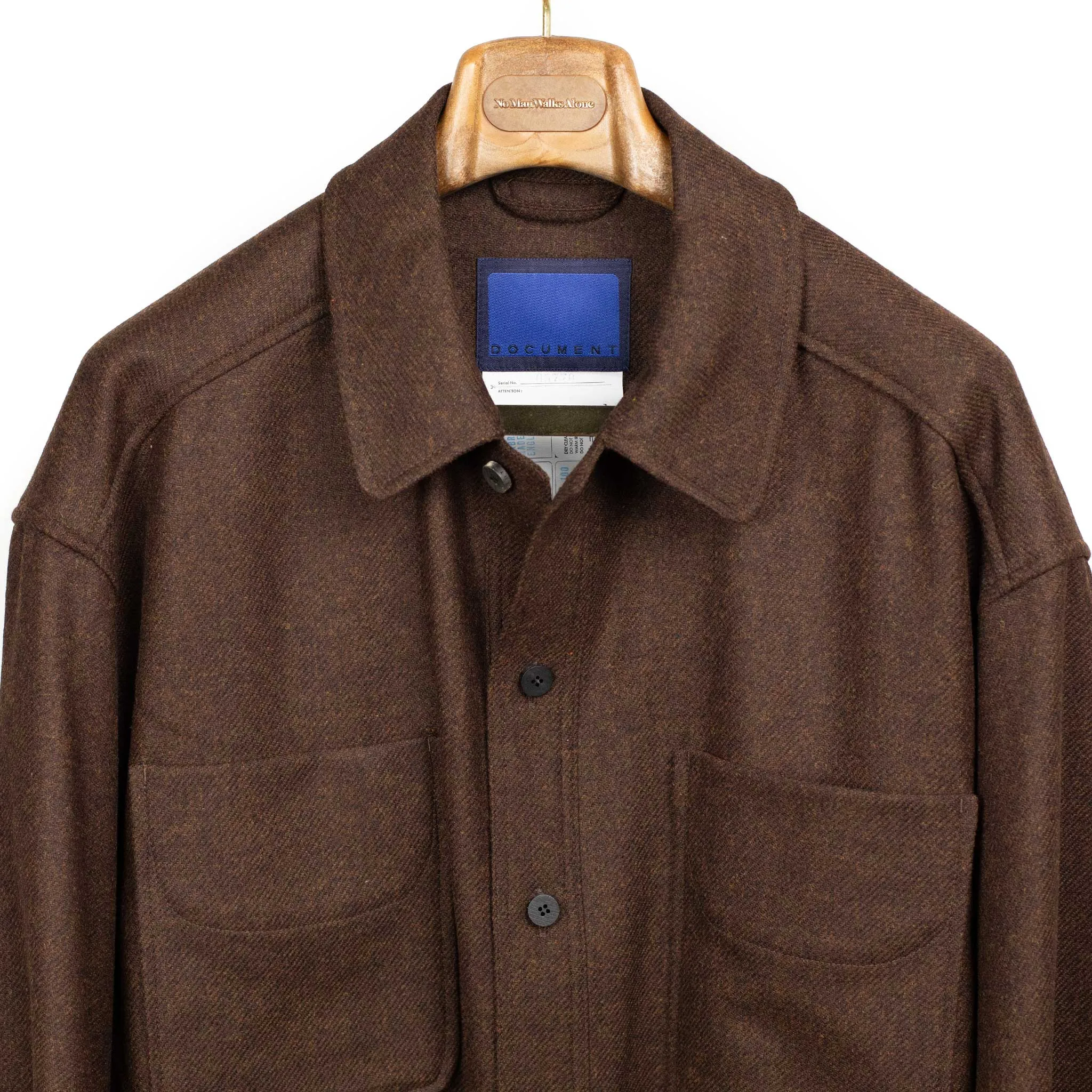 Relaxed shirt jacket in brown melange Abraham Moon wool twill